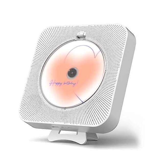 Yintiny Rechargeable Cute CD Player with Blutooth 5.0, Portable Music Player for Home Decor, Remote Control, Support AUX in Cable&USB, HiFi Bluetooth Player