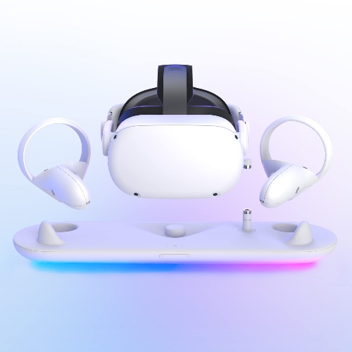 KIWI design Charging Dock Compatible with Quest 2 Accessories, QC01 RGB VR Charging Stand, 17 RGB Lights and 2.5H Fast Charging - 