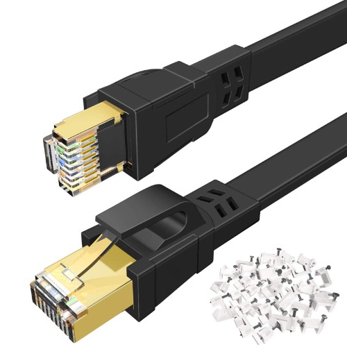 DEEGO Cat 8 Ethernet Cable 100 FT, High Speed Flat Network Cable Shielded with Gold Plated RJ45 Connector, 30AWG LAN Gaming Ethernet Cable 40Gbps 2000MHz for PS4, PS5, Ethernet Switch, Router, Modem