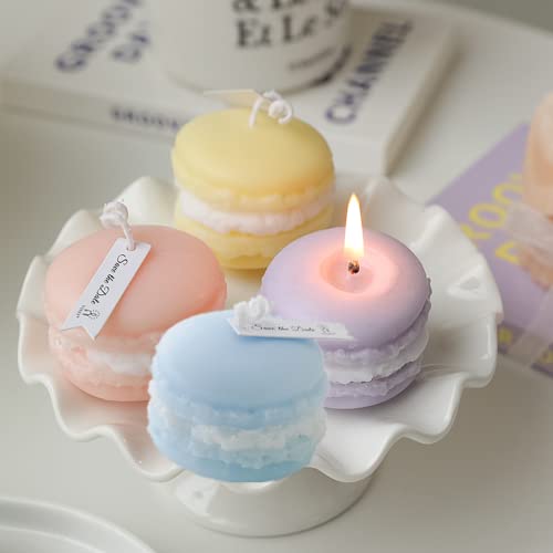 4PACKMacaron Scented Candle Set,Cute Handmade Aromatherapy Candles Home Decor Candle Birthday Wedding Holiday Party Girl Gift (Multi-Colored)