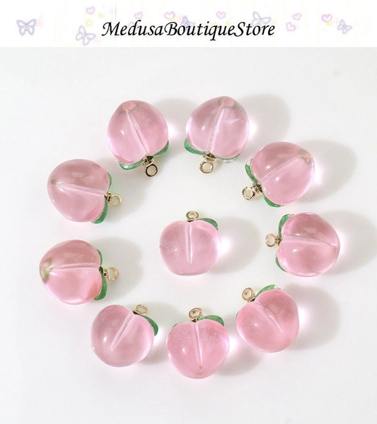 5/10Pcs Peach Charms, Resin Fruit Charms Pendant, DIY Jewelry Accessories, Bracelet Necklace Earring Findings Craft Supplies