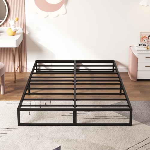 XINXINYAN Black Metal Bed Frame Queen 12 Inch,Heavy Duty Queen Bed Frame,No Box Spring Needed,Noise Free,Easy Assembly - Queen - 12 Inch