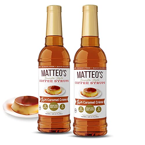 Matteo's Sugar Free Coffee Flavoring Syrup, Caramel Creme, Delicious Coffee Syrup, 0 Calorie, 0 Sugar Coffee Syrups, Keto Friendly, 25.4 Oz, 2Count - 1 count (Pack of 2)