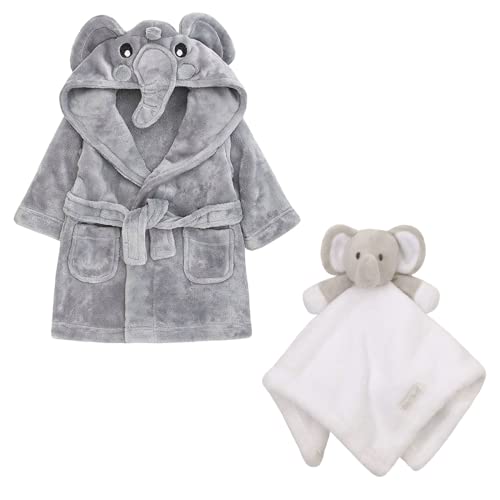 Baby Dressing Gown & Comforter, Baby Winter Gift Set, Elephant Robe & Comforter, Baby Boys & Baby Girls - Elephant - 0-6 Months
