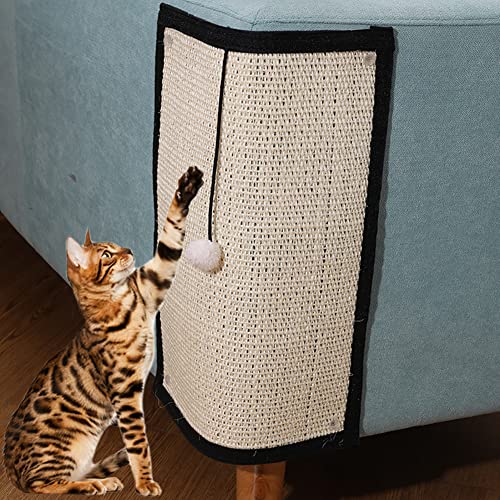 Cat Scratching Mat Sofa Furniture Protector Cat Scratcher Board Natural Sisal Cat Scratching Pad Cat Scratch Couch Cover Guard Cat Claws Care Toy Scratcher Mat Rug Cat Grinding Claw Protect Furniture - Nail Installation