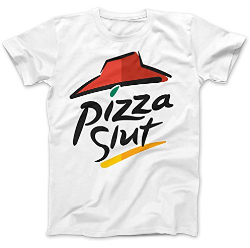 Bees Knees Tees Pizza Slut Spoof Parody Funny T-Shirt - 3XL - White