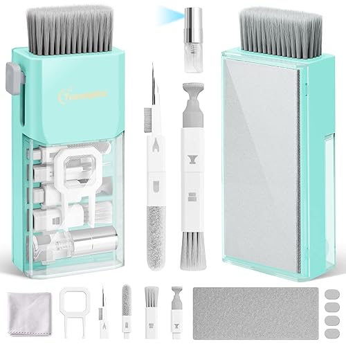 Tassmpitor Laptop Screen Keyboard Cleaner Kit, All in 1 Electronics Cleaning Tool for MacBook iPad iPhone Pro Cell Phone, Brush Tool for Tablet, Computer, PC Monitor,TV Camera Lens with Patent - Tifny Blue