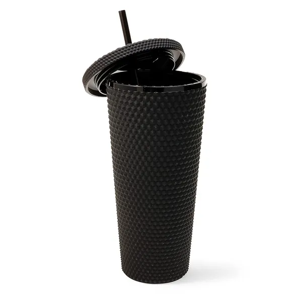 West & Fifth Reusable Tumbler, Studded Tumbler with Lid and Straw, 24-Ounce Volume, (Black) - Black