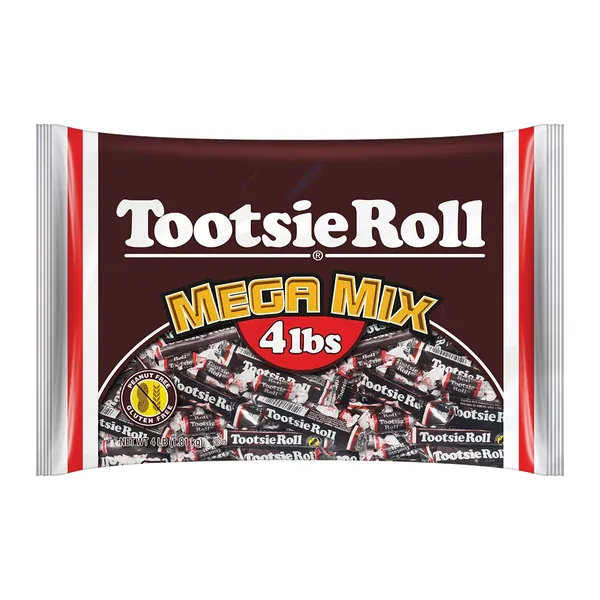 Tootsie Roll Tootsie Roll Mega Mix, 5 Different Shapes and Sizes of Classic Chocolatey Tootsie Rolls, 4 Pound - 4 Pound (Pack of 1)