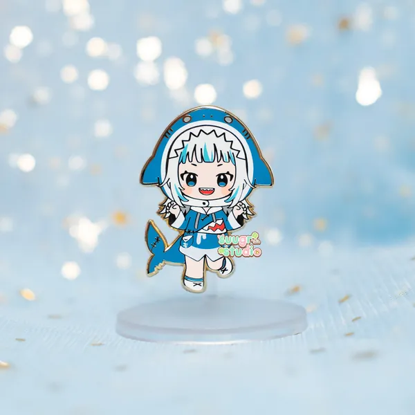Hololive Vtuber Gawr Gura Enamel Pin, Fan Merch - [A Grade] / Simple Rubber Back