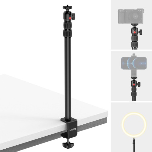 SmallRig Selection Camera Desk Mount Table Stand with 1/4" Ball Head, 48.5cm-100cm Adjustable Light Stand, Tabletop C Clamp for DSLR Camera, Ring Light, Live Streaming, Photo Video Shooting (1 PC) - 1pc $43.90
