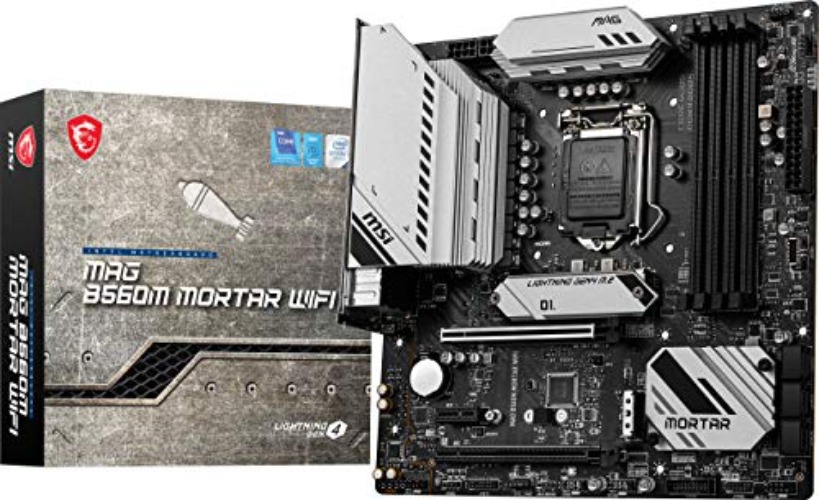 MSI MAG B560M MORTAR WIFI Gaming Motherboard (mATX, 11th/10th Gen Intel Core, LGA 1200 Socket, DDR4, PCIe 4, CFX, M.2 Slots, USB 3.2 Gen 2, 2.5G LAN, DP/HDMI, Wi-Fi 6E) - MAG B560M MORTAR WIFI