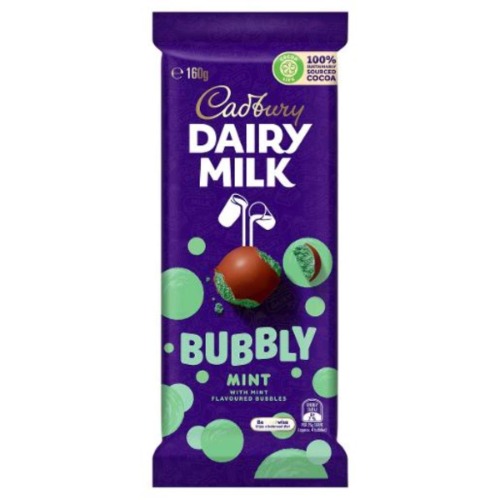 Cadbury Dairy Milk Bubbly Mint Flavoured Chocolate 160 g