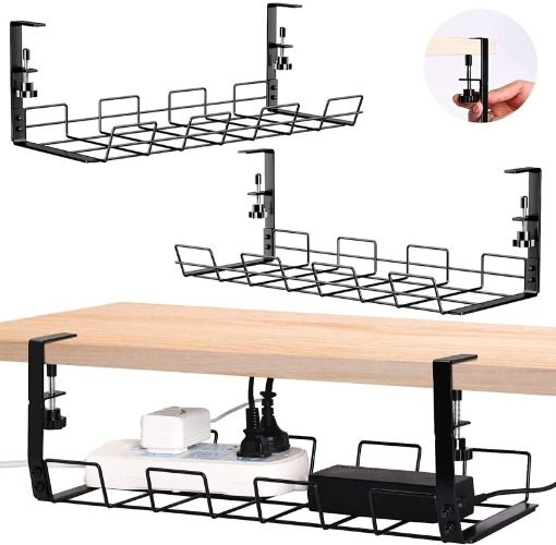 Under Desk Cable Management Tray - 2 Pack Cable Racks Under Desk Cable Organizer for Wire Management, Sturdy Metal Cable Tray Basket for Office and Home Standing Desk,No Drilling / 1 pack $27.99