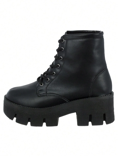 Military Boots Comfortable Trimmed Fake Leather