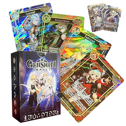 60PCS TCG Deck Cards,55PCS Ultra Rare Cards and 5Pcs Random UTR with Gilded Text English Version TCG Collection Kamisato Ayaka ZhongLI, Collectible Cards,Best Gift for Kids and Adult