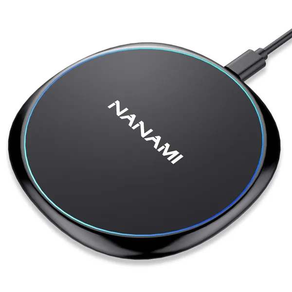 Fast Wireless Charger, NANAMI Qi Charging Pad 7.5W Compatible iPhone 14/13/12/12 Pro Max/12 Mini/11 Pro/XR/XS/X/8, 10W Fast Charge Samsung S22 Ultra/S21/S20 fe/S10/S9,Note 20,Pixel 6,5W AirPods Pro/3