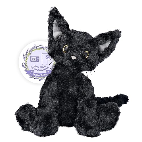 SuzziPals Coolable & Heatable Cat Stuffed Animals，Microwavable Stuffed Animal Heating Pad for Period Cramps, Lavender Scent Cat Plush for Anxiety, Black Cat Plush Gift for Kids & Aldults - Devon Cat