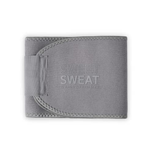 Sweet Sweat Waist Trimmer for Women and Men - Sweat Band Waist Trainer for High-Intensity Training & Workouts, 5 Sizes - XX-Large - Matte Gray