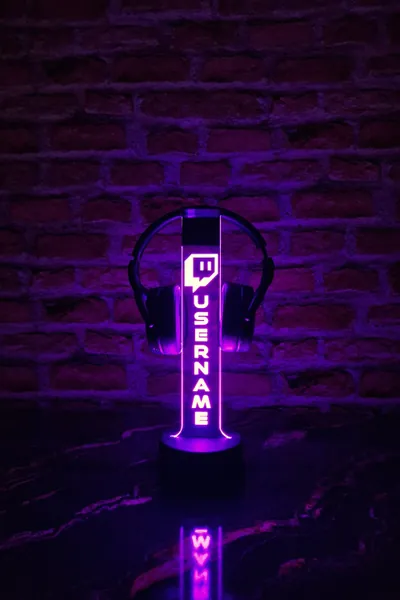 Twitch Headphone Stand | Personalized Desk Decor | Headset Accessories | Twitch Led Panels | Streamer Backdrop |  Twitch Alerts Gift