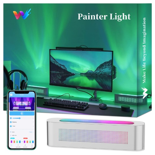 woohlab Smart Light Bar, RGBICW Color Changing Ambient Lighting with Scene and Music Mode, Sync with Music, Smart APP Control, DIY Colors, Gaming Lights for Bedroom, Home, Party, Gaming Room-1 Pack - Single Light Pack Kit- (No logo )
