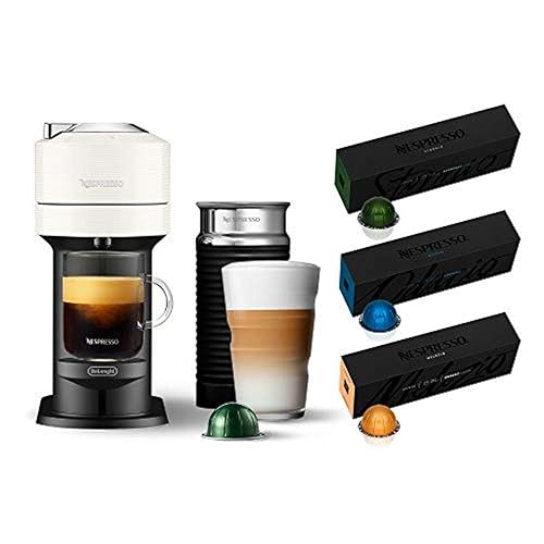 Nespresso Vertuo Next Coffee and Espresso Machine by De'Longhi, White w/Aeroccino Milk Frother, One Touch Brew, Single-Serve Coffee and Espresso Maker