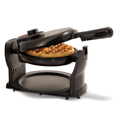 BELLA Classic Rotating Belgian Waffle Maker with Nonstick Plates, Removable Drip Tray, Adjustable Browning Control and Cool Touch Handles, Black - Black