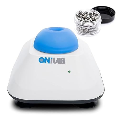 ONiLAB Mini Vortex Mixer with Touch Function, Lab Mixing, Nail Polish, Eyelash Adhesives and Acrylic Paints Mixing, Lab Vortexer with Sturdy Aluminum Cast Base，120pcs 7/32in Mixing Balls,Blue - Square-Blue