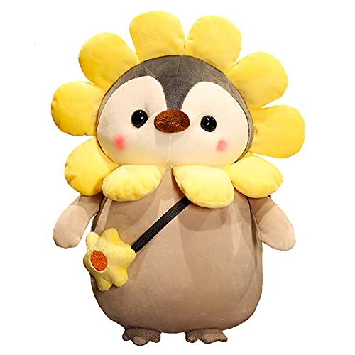 Seyomi MELECERi Cute Penguin Flower Plush Stuffed Animal Penguin Plushies with Yellow Flower Outfit,Gifts for Kids（9.8 inches） - Sunflower - 9.8"