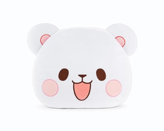 Milkmochabear Official Milk Head Cushion Authentic Merchandise 15" inch Super Soft Plush Decorative Throw Pillow White Bear Character Cute Adorable Home Bedroom Office Decor Polyester Spandex - Milk