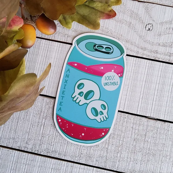 MAGNET: AnxieTEA Magnet , Teal AnxieTEA Can Magnet , Teal Anxiety Pun Magnet Magnet , Pun Magnet , Tea Lovers Sarcasm Magnet
