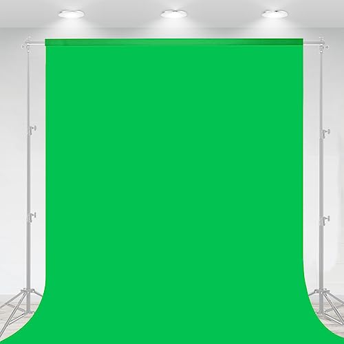 10 X 7 FT Green Screen Backdrop for Photography, Chromakey Virtual GreenScreen Background Sheet for Zoom Meeting, Cloth Fabric Curtain for Party Decor Video Studio Calls Streaming Gaming VR Photoshoot - 7 X 10 FT - Green