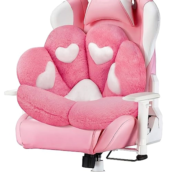 MOONBEEKI Cat Paw Cushion Chair Comfy Kawaii Chair Plush Seat Cushions Shape Lazy Pillow for Gamer Chair 28"x 24" Cozy Floor Cute Seat Kawaii for Girl Gift, Dining Room Bedroom Decorate (Pink-B)