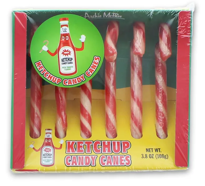 Archie McPhee Gift Box of Funny, Ketchup Candy Cane, 3.8 Ounce - 