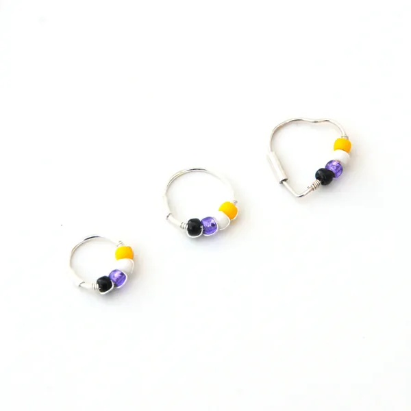 Non Binary Pride Earrings Non Binary Pride Flag Jewellery Silver Cartilage Hoops Helix Piercing