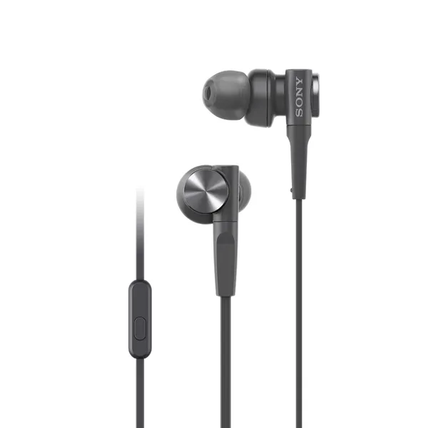 Sony MDRXB55AP Wired Extra Bass Earbud Headphones/Headset with Mic for Phone Call, Black - Black
