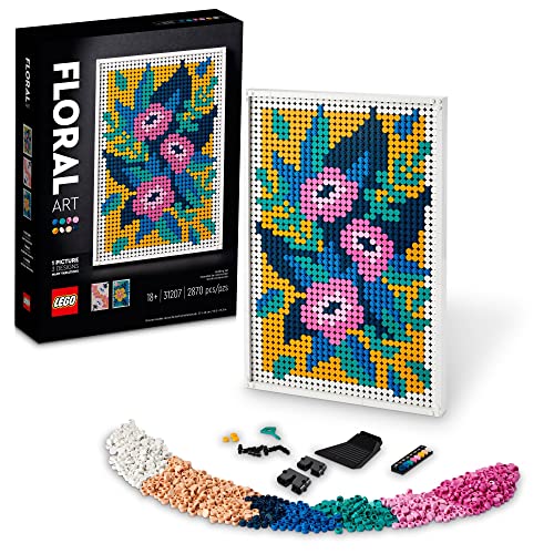 LEGO Art Floral Art 31207, 3in1 Flower Pictures, Wall Art Decoration Building Set, Arts and Crafts Kit, Creative DIY Activity, Beautiful Home Decor, Gift Idea for Adults, Men, and Women