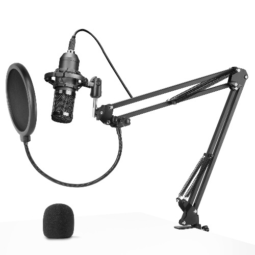 Mars Gaming MMICPRO, Micrófono PC USB, Condensador, Ultra-alta Definición Streamings, ASMR, Negro