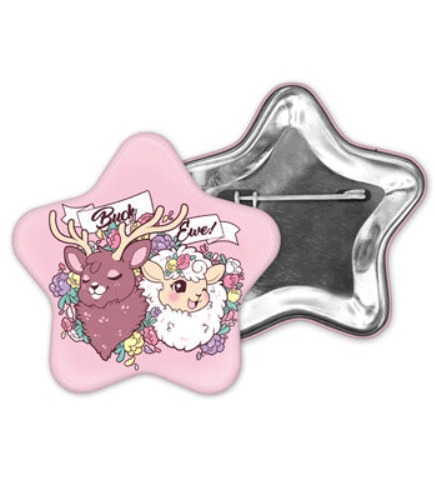 Buck Ewe Pastel Pink Star Button - Buck Ewe Pastel Pink Star Button