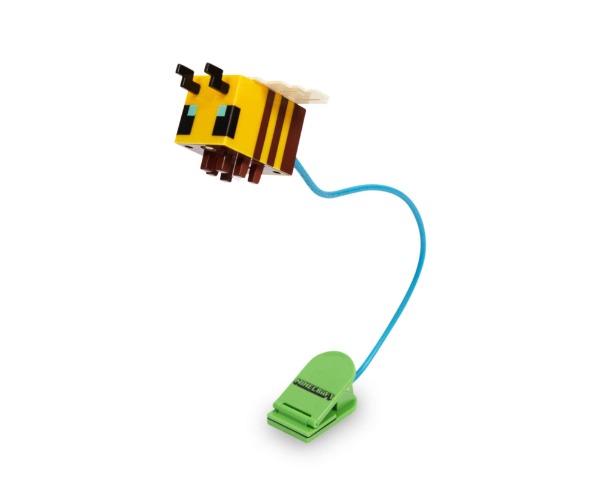 Minecraft Yellow Bee Battery-Powered Reading Light With Clip and Adjustable Arm | Night Light Mood Lamp For Books and Kindles, Home Decor Room Essentials | Video Game Gifts And Collectibles