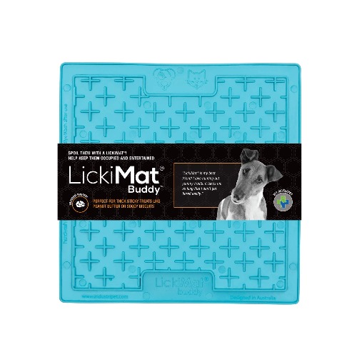 Lickimat Classic Buddy, Slow Feeder for Dogs, Lick Mat, Boredom Anxiety Reducer; Perfect for Food, Treats, Yogurt, or Peanut Butter. Fun Alternative to a Slow Feed Dog Bowl, Turquoise - Turquoise Buddy