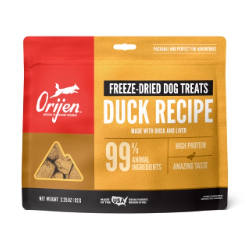 ORIJEN Freeze Dried Dog Treats, Grain Free, High Protein, Made in USA - Free-Run Duck 3.25 Ounce (Pack of 1)