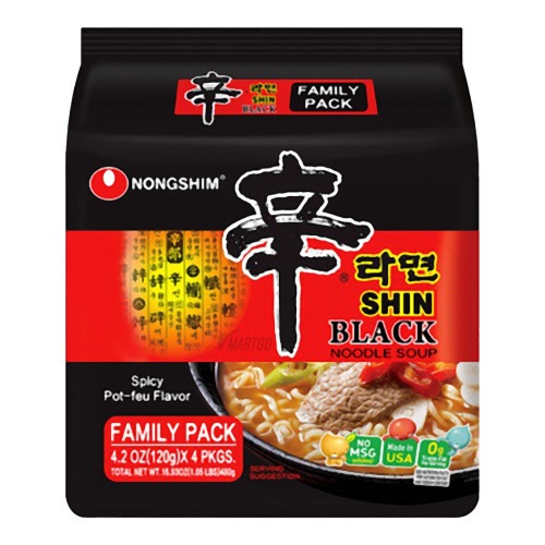 NongShim Shin Black Noodle Soup, Spicy, 4Pack (1Pack (4 Pack Each)) - Spicy 4.2 Ounce (Pack of 4)
