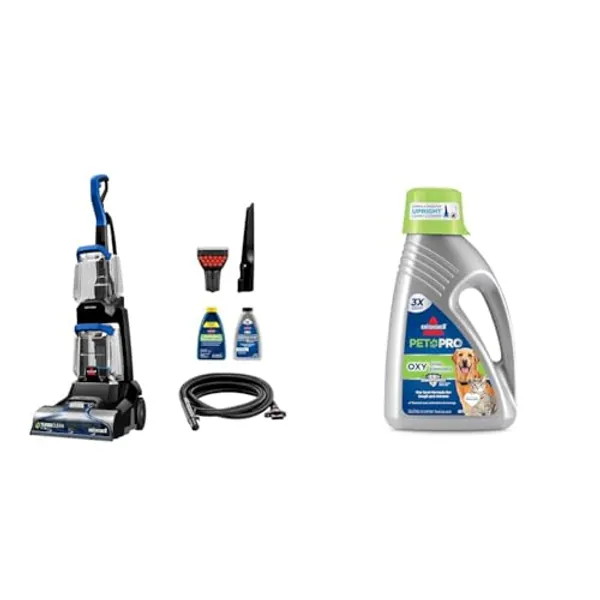 BISSELL TurboClean Pet XL Upright Carpet Cleaner, Upholstery Tough Stain Tool & Formula included, 3746 + Bissell Professional Pet Urine Eliminator + Oxy Carpet Cleaning Formula, 48 oz, 1990, 48 Ounce