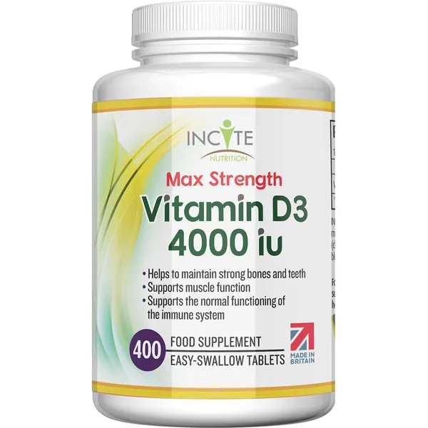 Vitamin D 4000iu - 400 Premium Vitamin D3 Easy-Swallow Micro Tablets - One a Day High Strength Cholecalciferol VIT D3 - Vegetarian Supplement - Made in The UK by Incite Nutrition
