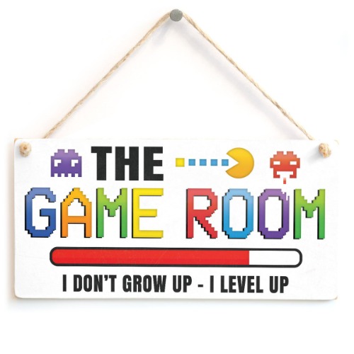 The Game Room I Don't Grow UP - I Level UP - Gaming Room Sign Great Small Gift Idea for Gamers