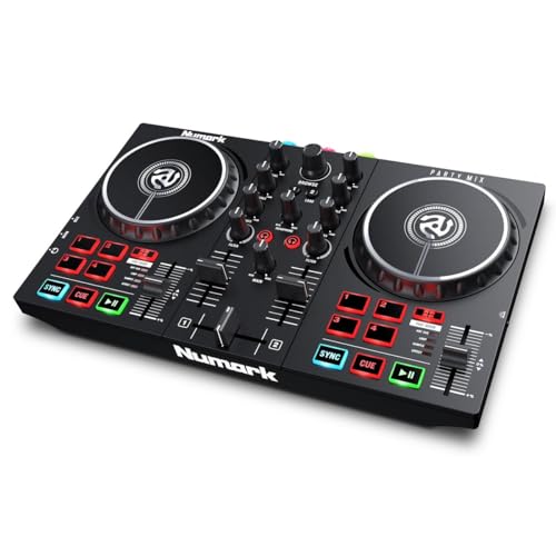 Numark Party Mix II - DJ Controller with Party Lights, DJ Set with 2 Decks, DJ Mixer, Audio Interface and USB Connectivity + Serato DJ Lite - with Party Lights