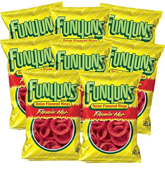 Funyuns Flamin' Hot Onion Flavored Rings, 1.25 ounce bags (Pack of 8) - 
