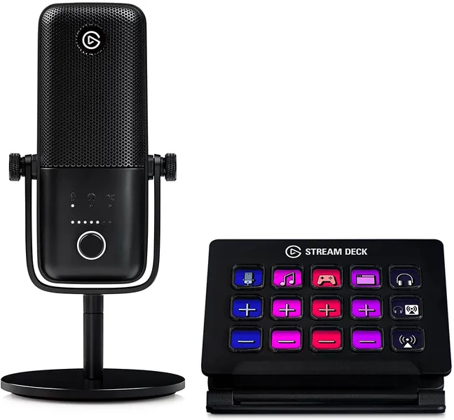 Elgato Pro Audio & Control Bundle - Stream Deck MK.1 & Wave:3 with Wave Link Mixing app, use Stream Deck as a Hardware Mixer, USB Studio Microphone, YouTube, Twitch, Zoom, Teams, Windows, Mac - 