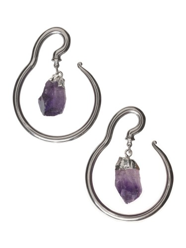 Thin Hook with Amethyst Dangle Steel Hangers | 5mm – 4g